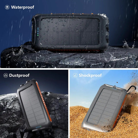 Ultra High Capacity Solar Power Bank 49800mAh Portable Charger With Dual USB A And Type C Ports 15W Fast Charging waterproof