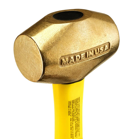 Brass Drilling Hammer 4 Lb Non Sparking Tool With An 8 Inch Fiberglass Handle And Double Faced Head USA Made Non Marring