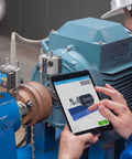 Engineer using tablet with TKSA 51 Wireless Laser Shaft Alignment System Pro Grade Precision With Flexible Three Position Measurement