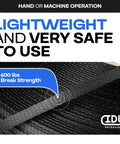 Top Shelf Half Inch By Seventy Two Hundred Foot Polypropylene Strapping Roll Hella Flexible And Tough For light to medium pallet wrapping, showing 600 lbs break strength.