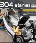 Foinwer 24-inch stainless steel radiator cleaning wand set, front view, in use on a car radiator.