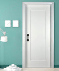 9.6 Inch Pipe Barn Door Pull Handle in Black Rustic Industrial Finish on white door