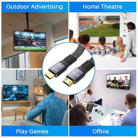 Flat HDMI Cable 2 Pack 15 Ft Each Braided 4K High Speed HDMI Cable Supports 4K At 60Hz 2160p 1080p HDR HDCP 2.2 ARC Full 3D