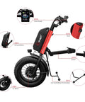 A8 Electric Handcycle Wheelchair Power Attachment Upgrade Kit For Manual To Electric Wheelchairs, 48V 1000W, red frame