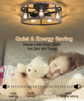 20 Inch Flush Mount Caged Ceiling Fan With Lights Remote Control Vintage Rustic Farmhouse Style Low Profile Enclosed