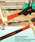 Person using Non-Sparking Railroad Pick Axe With Fiberglass Handle For Weeding Prying And Digging 910mm Aluminum Bronze Anti-Slip Ergonomic Grip