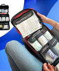 Campus Ready First Aid Kit For Dorms, School And Sports, Compact Grab And Go Medical Set With Bandages, OTC Meds, Gauze, open view