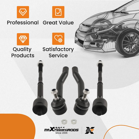 Front Outer Tie Rod Ends Pair For Nissan Sentra 2013 2019 And Compatible Models Leaf 2018 2019 NV200 2013 2019 City Express 2015 2018 Driver And Passenger Side, black metal steering parts