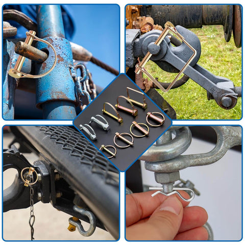 All In One 270 Piece Hitch Pin Kit With 31 Sizes For Trailers And Farm Equipment Includes Square PTO Pins Lynch Pins Cotter Pins Hairpins