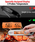 Rechargeable Instant Read Meat Thermometer With Dual Temperature Display And Alarm, Stainless Steel Digital Probe Thermometer In Use