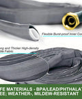 Garden hose, gray braided textile, burst-resistant inner core