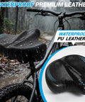 Ultra Wide Oversized Bike Seat Cushion With Comfy Memory Foam For Men And Women Waterproof Universal Saddle Upgrade For Road Mountain City Bikes Ride All Day Pain Free, waterproof PU leather bike seat on mountain bike