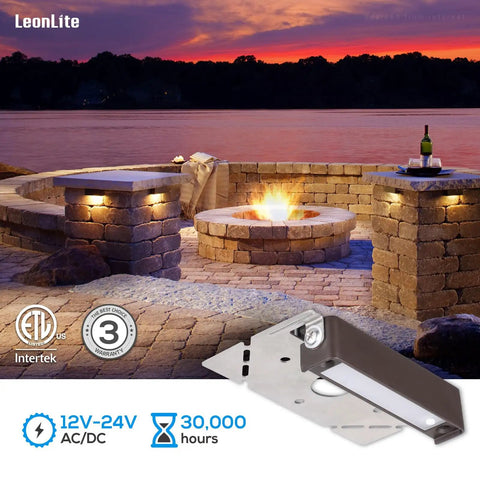 Lit 4 Inch LED Hardscape Lights for Retaining Walls and Gardens, Low Voltage 12-24V AC/DC Paver Lighting, Dimmable 1W 2W 3W, Soft White 2700K, ETL Certified Outdoor Step Lights, 4 Pack
