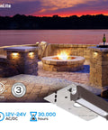 Outdoor patio with 8 Pack 4 Inch LED Hardscape Lights For Retaining Walls And Pavers Dimmable Outdoor Step Lighting Low Voltage 12-24V