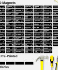 Magnetic Tool Box Labels With Icons 96 Pre Printed Icons Plus 4 Blank Tags For Custom Tools Black 3 X 1 Inch
