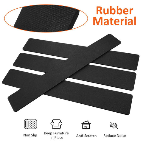 Thickened Non Slip Rubber Furniture Pads 4 Pack Self Adhesive Foot Covers For Couch And Chairs Prevent Sliding On Tile And Marble Floors Protect Floors From Scuffs Dents And Noise With Quiet Anti Slip Stoppers, showing black pads and rubber material close-up.