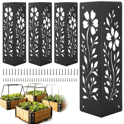 Rust Resistant Metal Corner Brackets Set Of 4 For Raised Garden Beds Built Tough Planter Frame Kit Edging And Support For DIY Outdoor Garden Backyard Vegetable Beds Prevents Tilting And Loose Corners