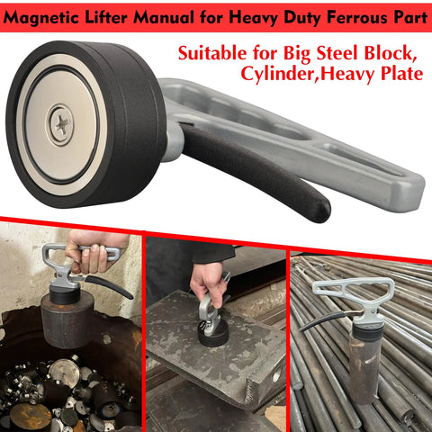 MUTUACTOR magnetic pickup tool with release handle; grey, retractable neodymium magnet for lifting heavy steel parts.