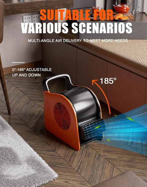 Heavy Duty Air Mover Blower Fan For Drying, Cooling, And Ventilating At Home, Garage, Workshop Or Job Site, 355 CFM, 185 Degree