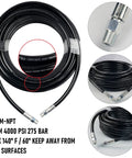 Heavy Duty Sewer Jetter Kit For Pressure Washer 200 Feet Sewer Hose 1 Quarter Inch NPT With Orifice 4.0 4.5 5.5