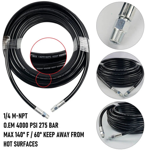 Heavy Duty Sewer Jetter Kit For Pressure Washer 200 Feet Sewer Hose 1 Quarter Inch NPT With Orifice 4.0 4.5 5.5