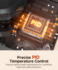 Close-up of PID temperature control chip in an espresso machine with built-in grinder and milk frother, 190-201F temp control.