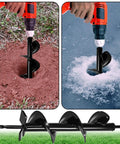 Upgraded 4x16 Garden Auger Drill Bit For Planting With Double Thickened Blades in soil and ice, spiral post hole digger