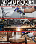 Person using Pro Grade Digital Air Regulator With Water Separator And Moisture Trap Inline Dryer for painting, cutting, and finishing tasks