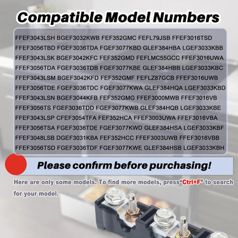 Terminal Block Kit Replacement For Stoves, Ranges, Cooktops, And Ovens Model 5303935271 Compatible With Electrolux, Gibson, Kelvinator, Kenmore, And Similar Appliances No Fuss Easy DIY Install Replaces AP4353768 1466751 75303935271 AH2333392 EA2, compatible model list