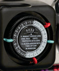 Outdoor Mechanical Timer For Landscape Lighting Automation Plug In Black Tradition Pin Setting Dual On Off Cycles Every 24 Hours Compatible With Professional Plus And Contractor Series Transformers Model 15557BK close-up