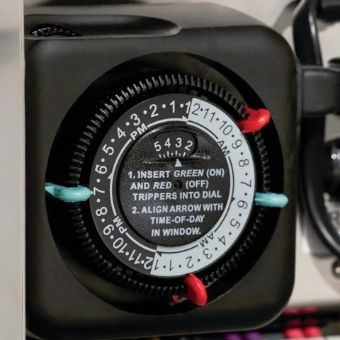 Outdoor Mechanical Timer For Landscape Lighting Automation Plug In Black Tradition Pin Setting Dual On Off Cycles Every 24 Hours Compatible With Professional Plus And Contractor Series Transformers Model 15557BK close-up
