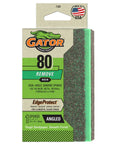 Medium 80 Grit Dual Angle Sanding Sponge 3x5x1 Inch packaging with visible grit texture for wood metal fiberglass