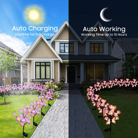 4 Pack Solar Flower Lights For Outdoors Waterproof Garden Decor That Look Real By Day And Glow Bright At Night Easy Pathway