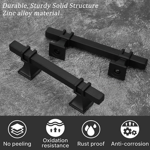 10 Pack 3 Inch Matte Black Cabinet Handles Square Tube Pulls For Cabinets And Drawers in durable zinc alloy material