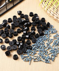 Durable PVC Furniture Feet Pads With Adhesive Backing 120 Sets Rubber Leg Bumpers and screws on a surface