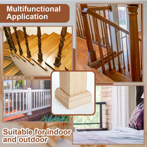 Three And A Half Inch Newel Post Mounting Kit With L Brackets And Metal Post Anchors DIY Friendly Includes Red Oak Wood Trim Deck Bases And Fasteners For Securing Handrails And Balustrades To Stairs And Floors