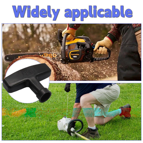 2 Pack Cord Handle Set For Honda GX Engines Recoil Starter Grips shown with lawn mower and chainsaw usage.