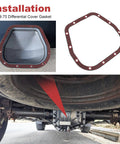 Heavy Duty Differential Cover Gasket For Ford F150 1997 2024 9 75 Inch Rear Axle shown installed under truck.