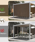 Comparison of pergola with and without 6x8 Ft Sun Shade Cloth With 95 Percent UV Protection HDPE Material Outdoor Shade Tarp With Grommets for privacy.