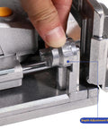 Close-up of No Sweat Lightweight Electric Biscuit Jointer 760W depth adjustment knob for precise cutting depth.