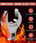 Heavy Duty 1/2 Inch Drive Jumbo Crowfoot Wrench 1 1/4 Inch SAE Open End Wrench on black background, showing drop-forged CRV steel.