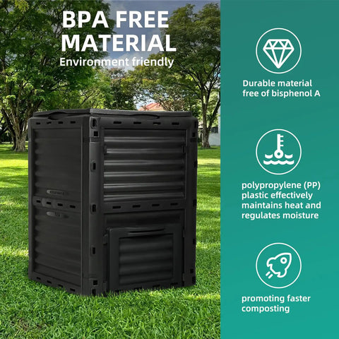 80 Gallon Outdoor Compost Bin With Top Flip Lid BPA Free Large Garden Composter For Kitchen And Yard Scraps Easy Assembly