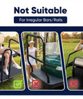 Image showing rear seat golf cart bag holder with foldable rack not suitable for irregular bars, compatible with EZGO Club Car Yamaha
