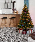Black And White Peel And Stick Floor Tiles Set Of 10 Waterproof Self Adhesive Vinyl Flooring 11.8 Inches By 11.8 Inches in kitchen