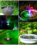 Colorful LED Solar Fountain Pump With 3000mAh Battery Remote Control 8 Nozzles Quiet Operation Outdoor Garden Pond Bird Bath Water Feature
