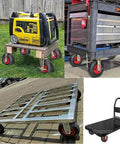 Collection of Top Shelf Hella Solid Eight Inch Swivel Caster Plates With Secure Wheel Brakes for various carts and platforms.