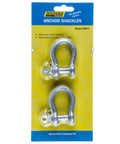 Galvanized Steel Anchor Shackles 3/8 Inch Pair With Screw Pin Design On Store Packaging