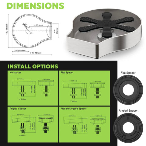 Straight Fire Stainless Steel Glass Rinser Built To Slide Right Into Your Kitchen Sink Dispenser Opening with installation options and dimensions