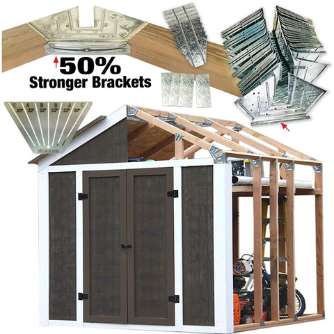 50 Percent Stronger Truss Design No Sweat Easy Shed Kit For 6 To 14 Ft Widths Any Length Build With Peak Roof 2x4 Basic DIY Framing Kit Includes Bonus Miter Template And Galvanized Steel Brackets