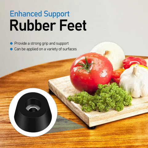 Non Slip Black PVC Furniture Pads with metal washers under cutting board on wooden table